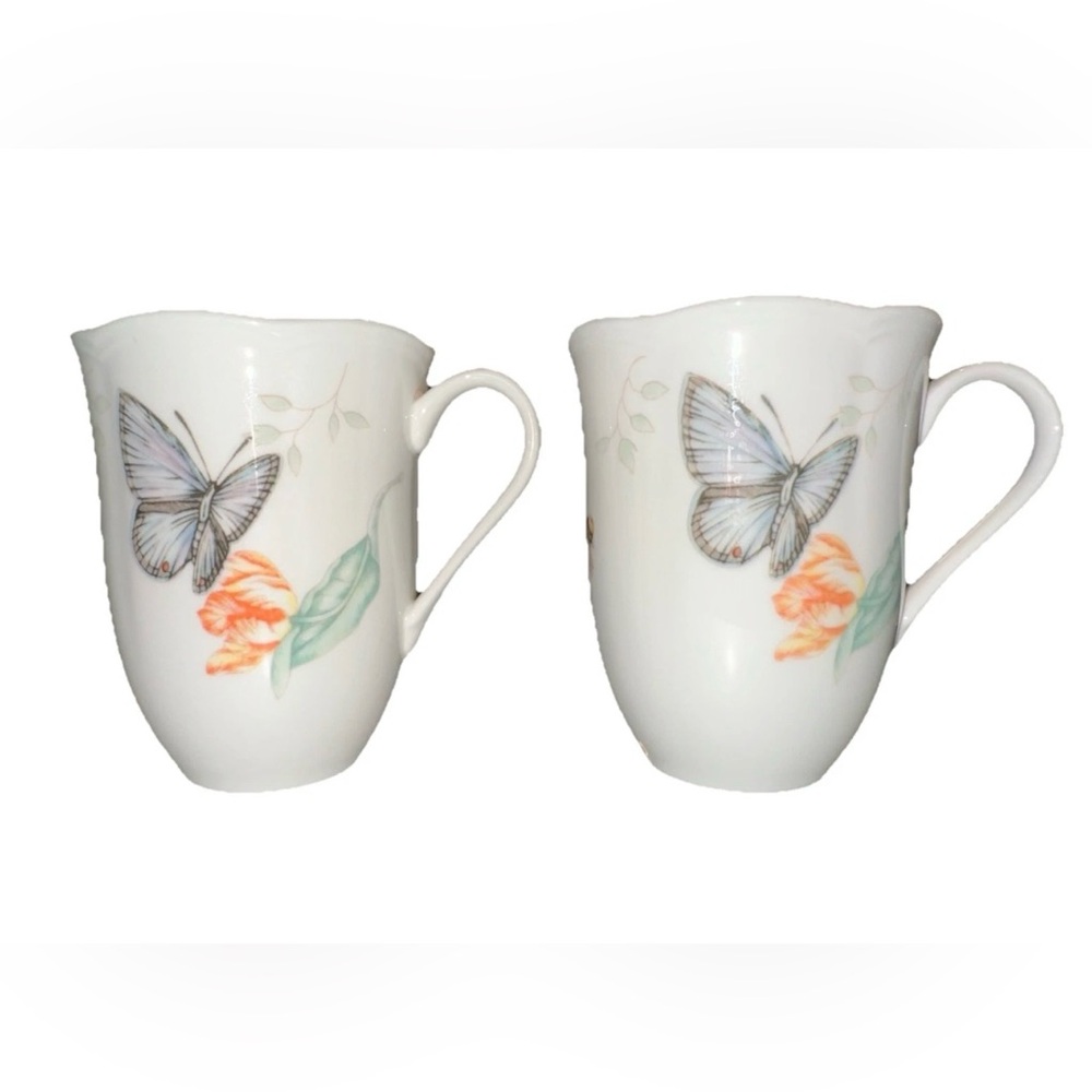 Lenox Butterfly Meadow Set of 2 Coffee Mugs Eastern Tailed Blue‎ Monarch